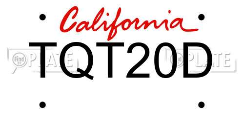 TQT20D California License Plate