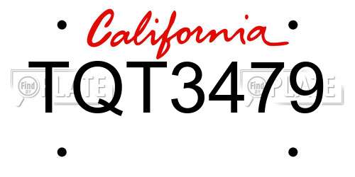 TQT3479 California License Plate