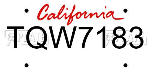 TQW7183 California License Plate
