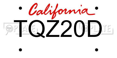 TQZ20D California License Plate