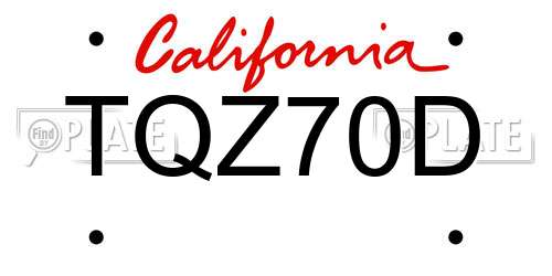 TQZ70D California License Plate