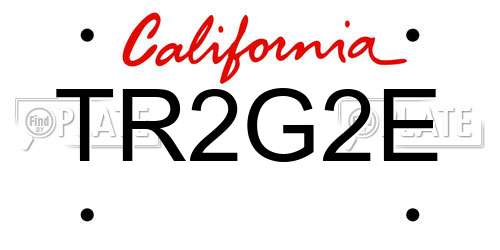 TR2G2E California License Plate