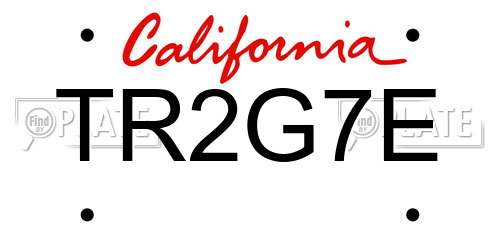 TR2G7E California License Plate
