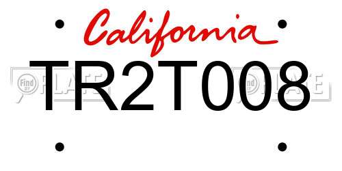 TR2T008 California License Plate