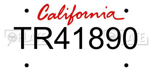 TR41890 California License Plate