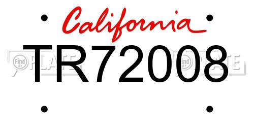 TR72008 California License Plate