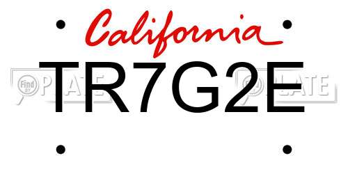 TR7G2E California License Plate