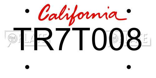 TR7T008 California License Plate