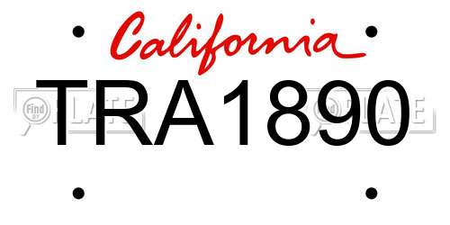 TRA1890 California License Plate