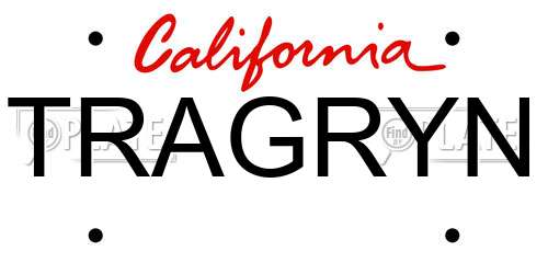 TRAGRYN California License Plate