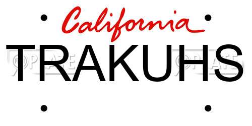 TRAKUHS California License Plate
