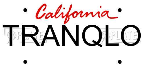 TRANQLO California License Plate