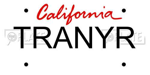 TRANYR California License Plate