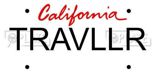 TRAVLLR California License Plate