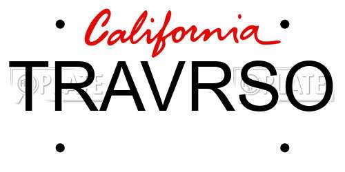 TRAVRSO California License Plate
