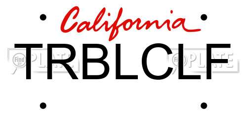 TRBLCLF California License Plate