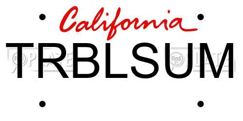 TRBLSUM California License Plate