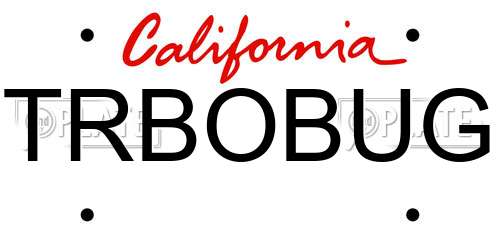 TRBOBUG California License Plate