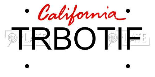 TRBOTIF California License Plate
