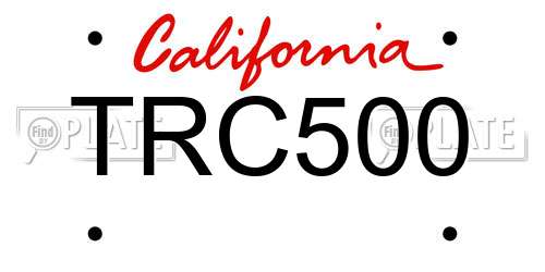 TRC500 California License Plate