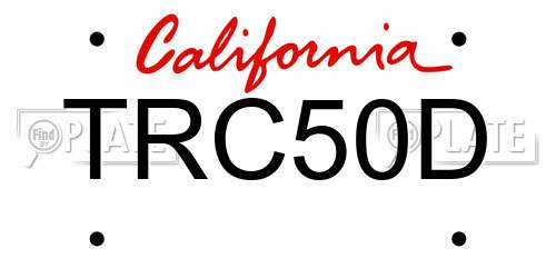 TRC50D California License Plate