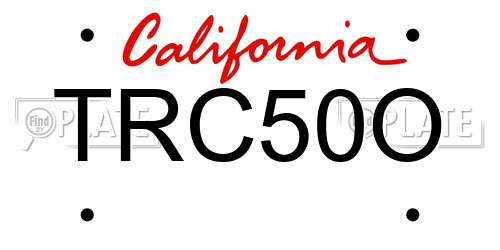 TRC50O California License Plate