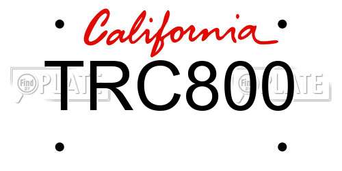 TRC800 California License Plate
