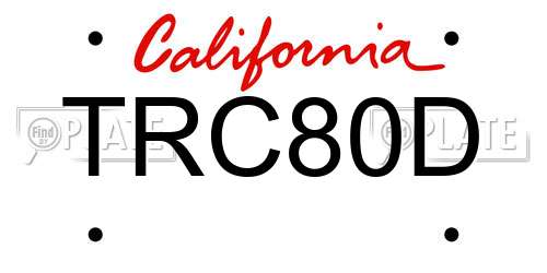 TRC80D California License Plate