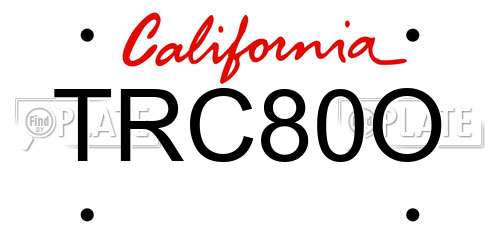 TRC80O California License Plate