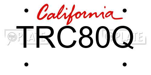 TRC80Q California License Plate