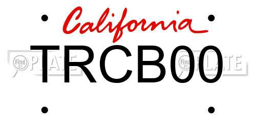 TRCB00 California License Plate