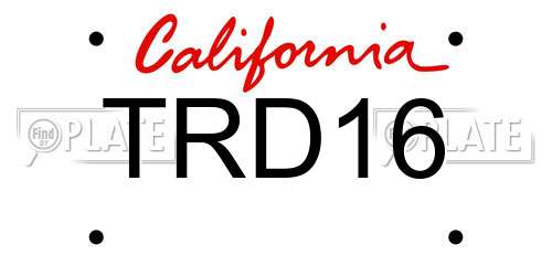 TRD16 California License Plate