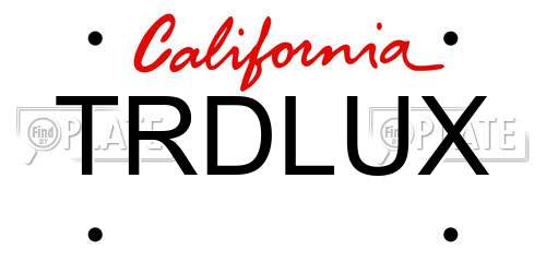 TRDLUX California License Plate