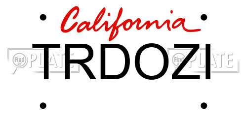 TRDOZI California License Plate