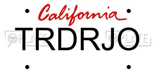 TRDRJO California License Plate