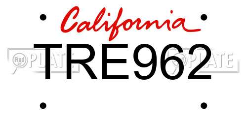 TRE962 California License Plate