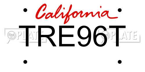 TRE96T California License Plate