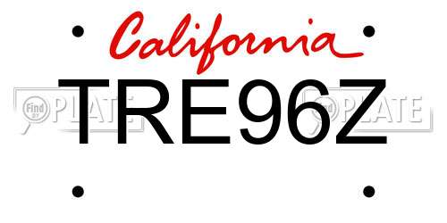 TRE96Z California License Plate
