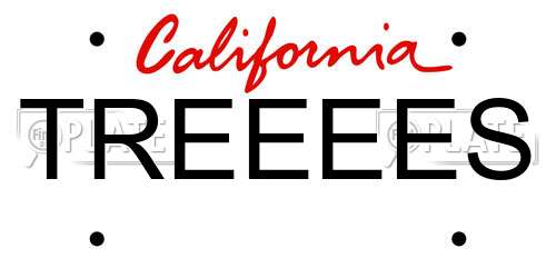 TREEEES California License Plate
