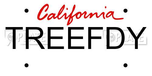 TREEFDY California License Plate