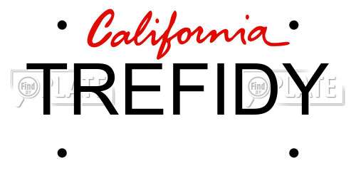 TREFIDY California License Plate