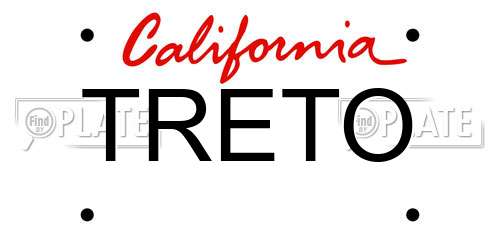 TRETO California License Plate