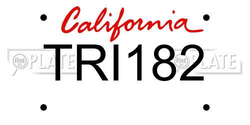 TRI182 California License Plate