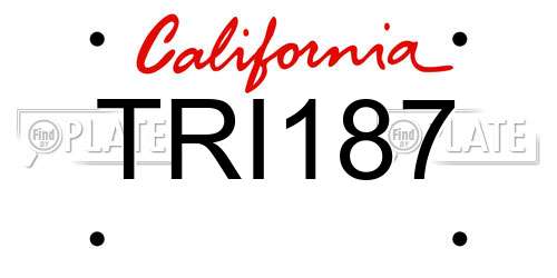 TRI187 California License Plate