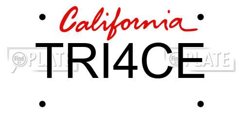 TRI4CE California License Plate