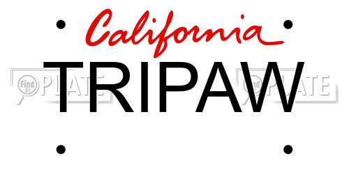 TRIPAW California License Plate