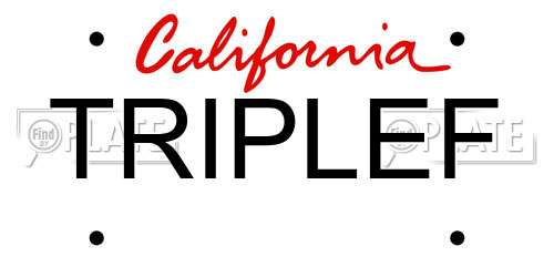 TRIPLEF California License Plate