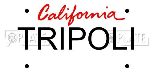 TRIPOLI California License Plate