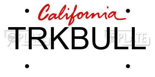TRKBULL California License Plate