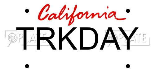 TRKDAY California License Plate
